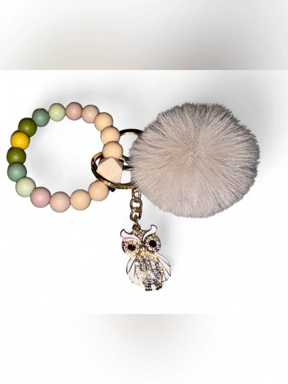 Silicone Beaded Keychain Wristlet Women’s Cute Key Ring Purse Bag Charm NWT